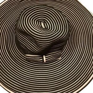Boutique Sun Hat - OSFM black white   ,drawstring  around crown